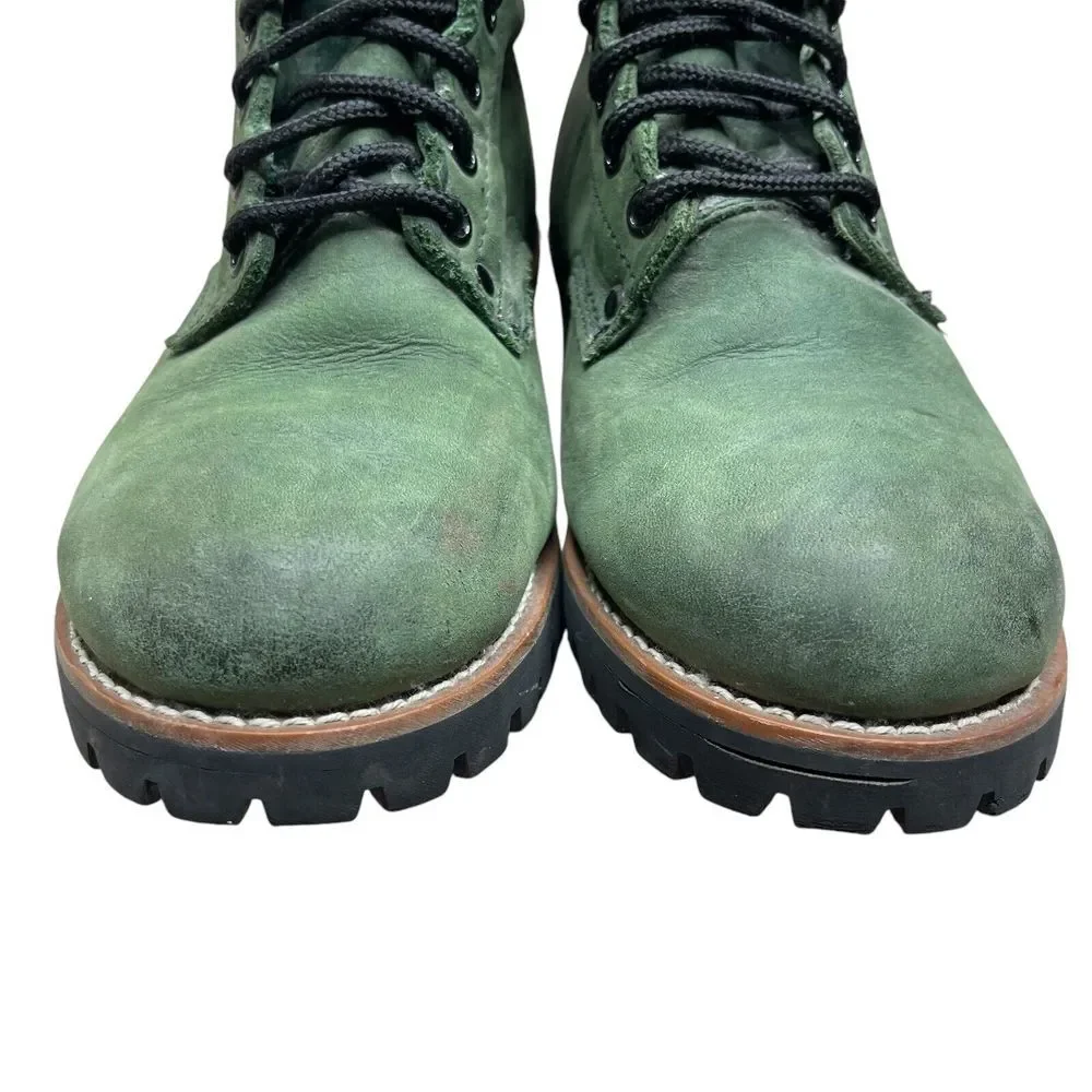 VTG Y2K Skechers Dark Green Suede Combat Boots Womens 8 Lace Up Grunge Rare Find - Picture 3 of 12